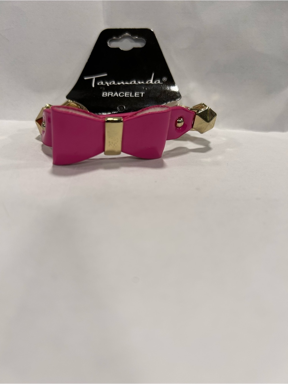 Taramanda Hot Pink Bow Bracelet with Gold Accents